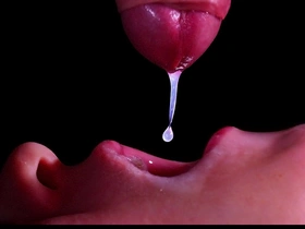 close up: best milking mouth for your dick! sucking cock asmr, tongue and lips blowjob double cumshot -xsanyany