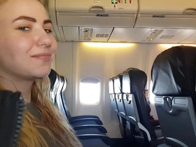 public airplane handjob and blowjob