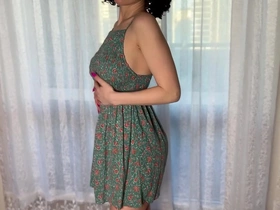 solo. a hot girl with african hair in a cute sundress will make your orgasm unforgettable, just look at it!