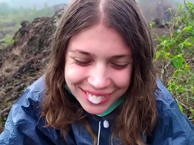 the riskiest public blowjob in the world on top of an active bali volcano - pov