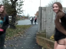 naughty brunette teen babe leyla pissing outdoors