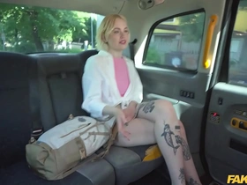 fake taxi blonde gets a hard fast fuck inside and outside of the taxi