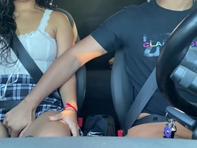 horny passenger gets into uber without panties and driver can't resist her