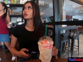 starbucks coffee date with gorgeous big ass asian teen girlfriend