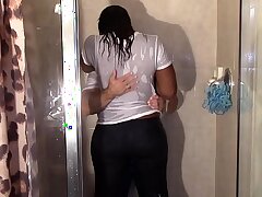 big black booty grinding white dick in shower till they cum