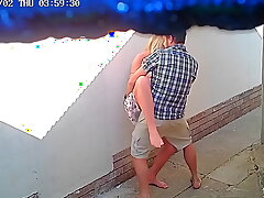 cctv camera caught couple fucking outside public restaurant